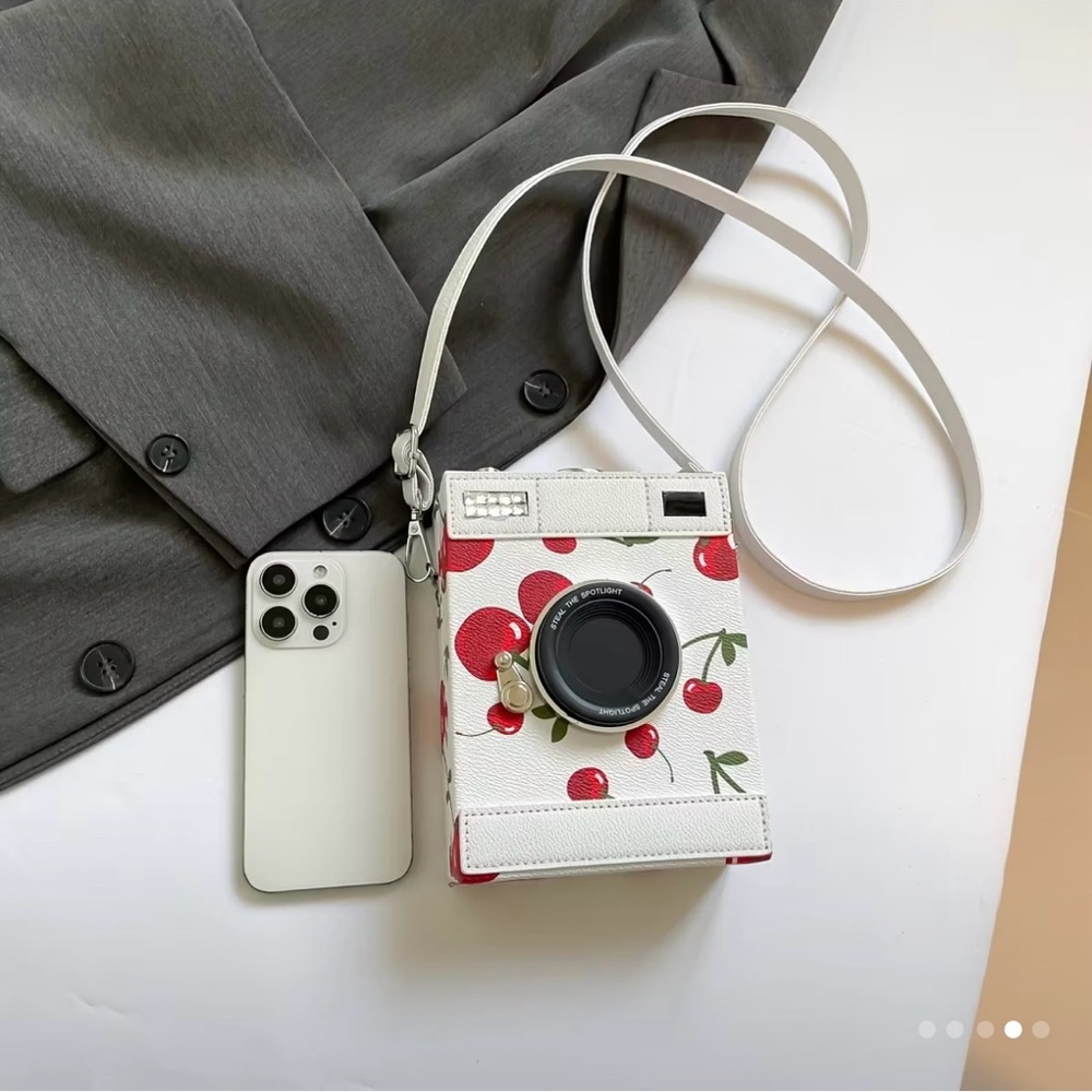 Cherry Patterned White Camera Bag - image 4